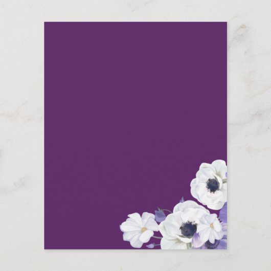 予算パープル王室のフローラRSVPカード (裏面)