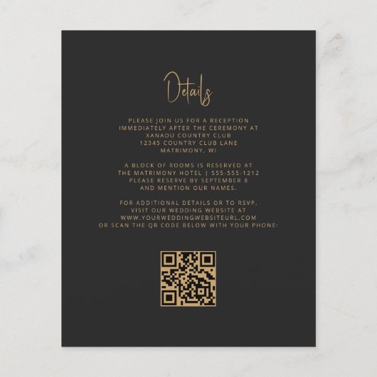 予算パープル金ゴールドアガート暗いQRコード結婚ズ (裏面)