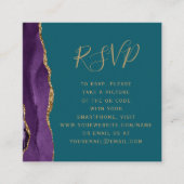 予算パープル金ゴールドアゲート結婚トティール（緑がかった色）のQRコードRSVP エンクロージャーカード (正面)