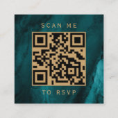 予算パープル金ゴールドティール(緑がかった色)アゲ結婚ートのQRコードRSVP エンクロージャーカード (裏面)