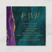 予算パープル金ゴールドティール(緑がかった色)アゲ結婚ートのQRコードRSVP エンクロージャーカード (正面)