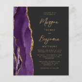 予算パープル金ゴールド集計スクリプト結婚式招待状 (正面)