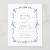 予算ビクトリアンヴィンテージQRコードブルー結婚ズ (正面)