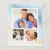 予算ビーチウミガメ3写真クリスマスカード (裏面)