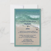 予算ビーチティール（緑がかった色）ターコイズサンディ結婚海 招待状 (正面)