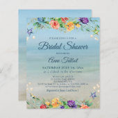 予算ビーチフローラブライダルシャワー招待 (正面/裏面)