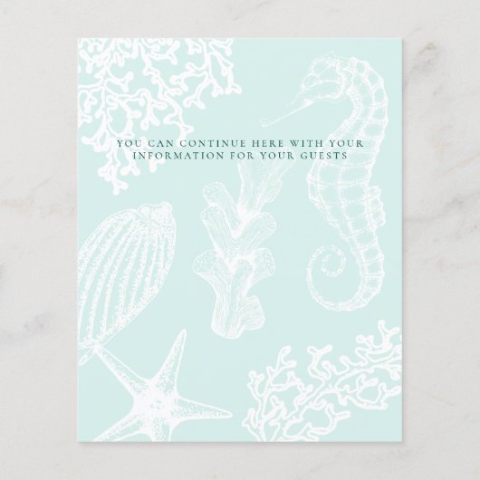 予算ビーチ先結婚式詳細の挿入 (裏面)