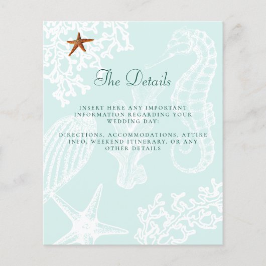 予算ビーチ先結婚式詳細の挿入 チラシ (正面)