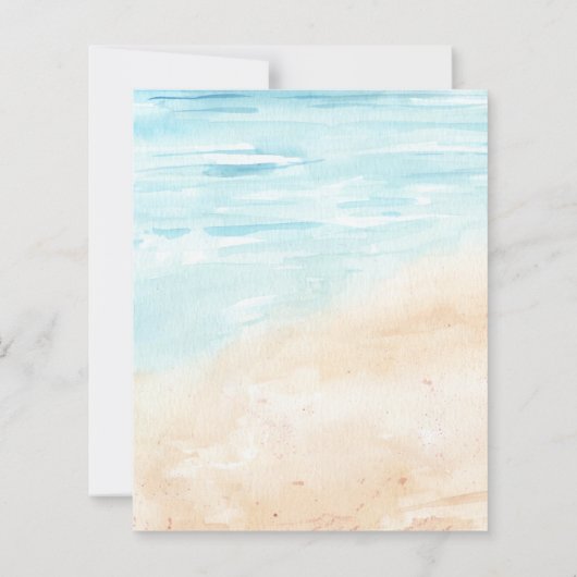 予算ビーチ海アドベンチャーブライダルシャワー招待状 (裏面)