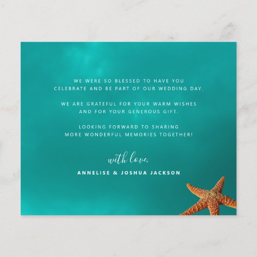 予算ビーチ結婚式カスタムの写真感謝していあなた チラシ (裏面)