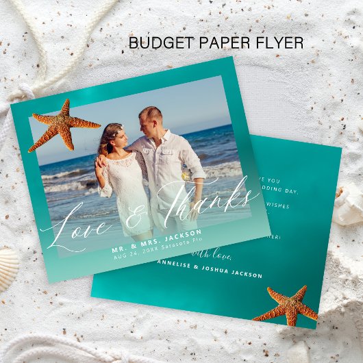 予算ビーチ結婚式カスタムの写真感謝していあなた チラシ