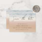 予算ビーチ結婚式保存日付招待状 ノートカード (正面/裏面インサイチュ)