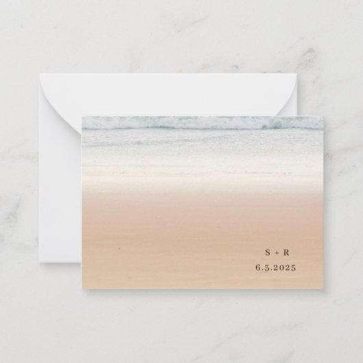 予算ビーチ結婚式保存日付招待状 ノートカード (裏面)