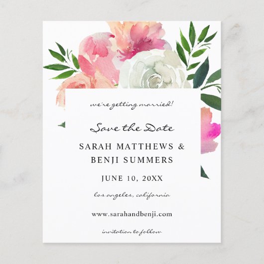 予算ピンクとホワイトグレーのフローラ日付を保存2 (正面)