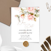 予算ピンクと緑の日付保存招待状