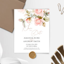 予算ピンクと緑の日付保存招待状