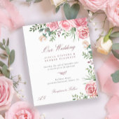 予算ピンクのバラのエレガントな結婚式の招待状
