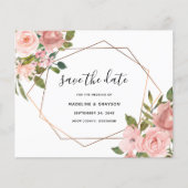 予算ピンクのバラの幾何学的なフレーム日付の保存 (正面)