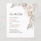 予算ピンクのバラエレガントの葉の日付を保存 (正面)