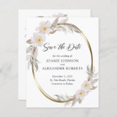 予算ピンクのフローラエレガントの葉の日付を保存 (正面/裏面)