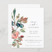 予算ピンクの花模様結婚式の日付を保存 (正面/裏面)