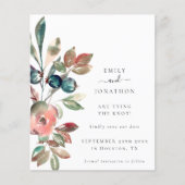 予算ピンクの花模様結婚式の日付を保存 (正面)