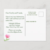 予算ピンクローズエレガントフローラ移動 案内ポストカード (裏面)