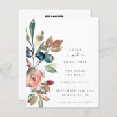 予算ピンク花模様QRコード結婚式日付を保存 (正面/裏面)