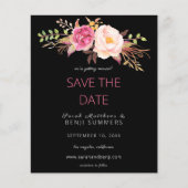 予算ピンク赤面フローラ保存日付 – 黒 (正面)