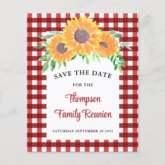 予算ファミリ懇親会ひまわり保存する日付カード (正面)