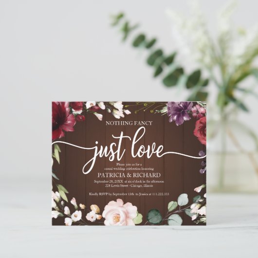 予算ファンシーなし素朴結婚式招待状 (スタンド正面)