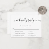 予算ファンシーミニマリスト結婚式RSVP応答カード ノートカード (正面/裏面インサイチュ)