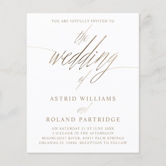 予算フェイク金ゴールド書結婚の内容 (正面)