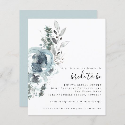 予算フェスティバルの葉ブライダルシャワー招待 (正面/裏面)