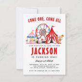 予算フェスティバルカーニバルサーカスパーティーキッド誕生日 ノートカード (正面)