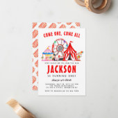 予算フェスティバルカーニバルサーカスパーティーキッド誕生日 ノートカード (正面/裏面インサイチュ)