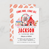 予算フェスティバルカーニバルサーカスパーティーキッド誕生日 ノートカード (正面/裏面)