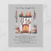 予算フェスティバル暖炉クリスマスパーティー招待状 (正面)