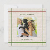 予算フェスティバル縁どミニマル写真クリスマス サンキューカード (正面)