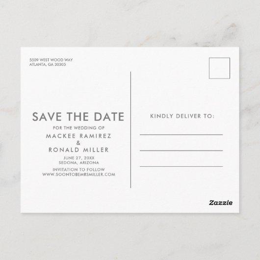 予算フォトウェディング日付の保存 ポストカード (裏面)