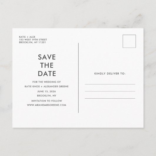 予算フォトウェディング日付の保存 案内ポストカード (裏面)