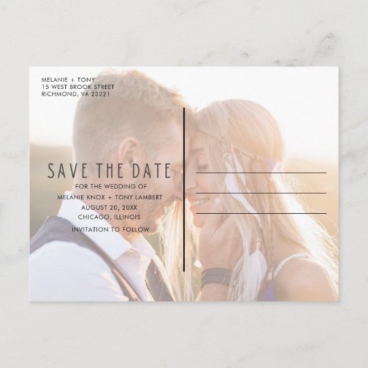 予算フォトウェディング日付の保存 案内ポストカード (裏面)