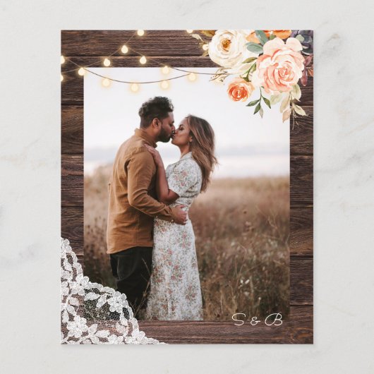 予算フォトウッド、レースのピンクのフローラ日付を保存 (裏面)