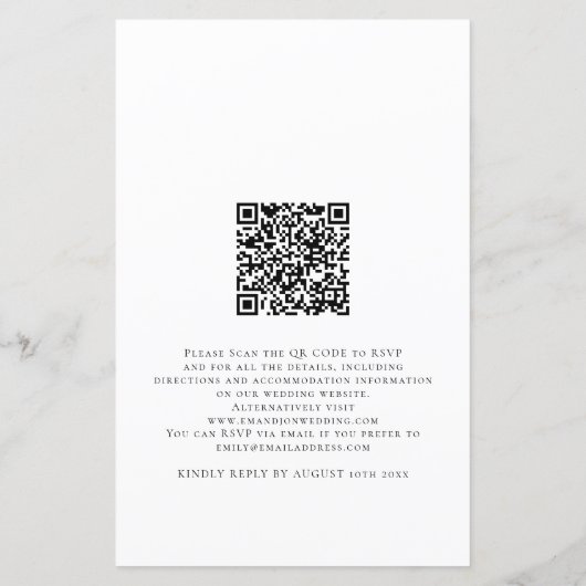 予算フォトオーバーレイスクリプトQRコードウェディング招待 (裏面)