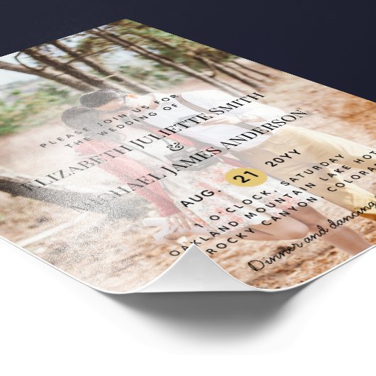 予算フォトオーバーレイ結婚式の招待モダン フォトプリント            (角)