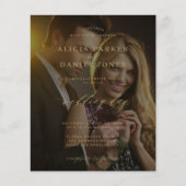 予算フォトオーバーレイ金ゴールド結婚式招待状 (正面)