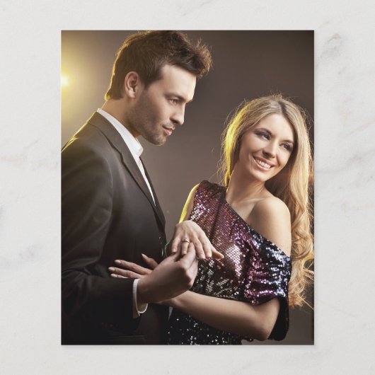 予算フォトオーバーレイ金ゴールド結婚式招待状 チラシ (裏面)