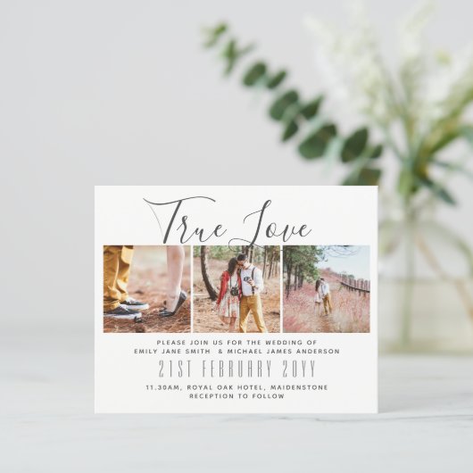 予算フォトコラージュオーバーレイ文字結婚式の招待 (スタンド正面)