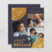 予算フォトコラージュ家族クリスマスホリデーカード (正面/裏面)