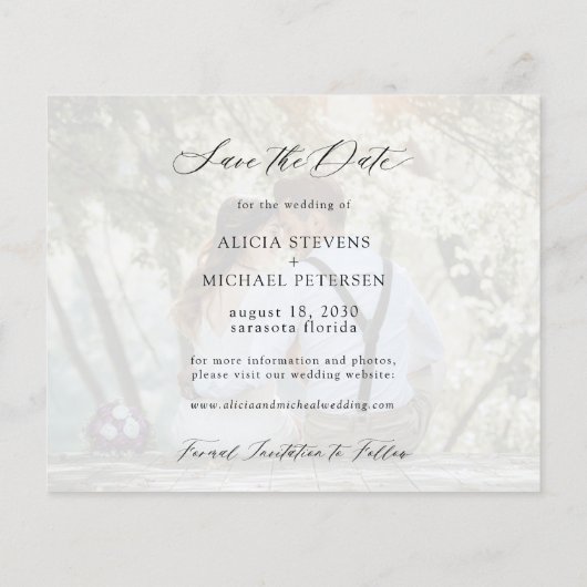 予算フォトスエレガントクリプト結婚式の日付の保存 (裏面)